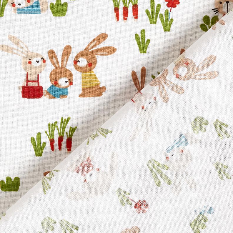Popelina de algodão Coelhinhos no jardim – branco,  image number 4
