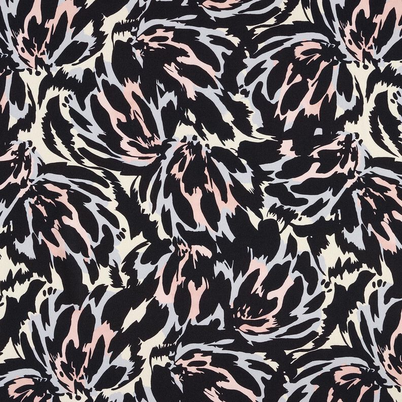 Pétalas abstratas em crepe acetinado – preto/prateado,  image number 1