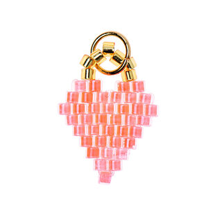 Pingente Brick Stitch Heart [11 mm  x 16 mm] | Rico Design – laranja, 