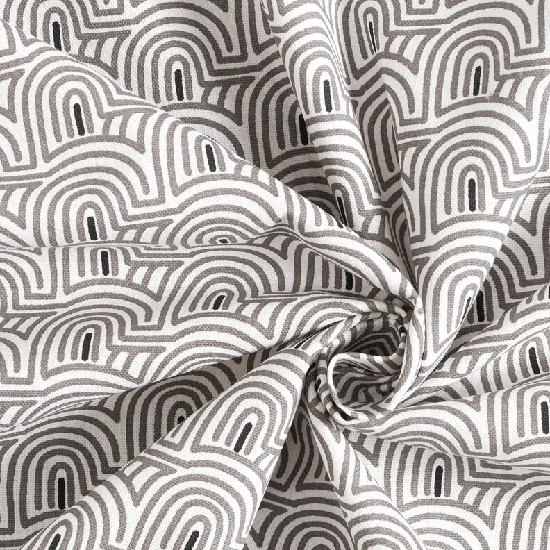 Tecido para decora&ccedil;&atilde;o Meio linho Panam&aacute; Arcos minimalistas &ndash; branco/cinzento,  image number 3