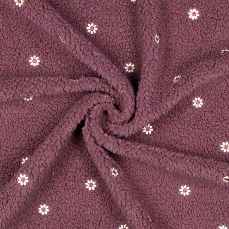Tecido de pelúcia Teddy Pequenas flores bordadas | Poppy Fabrics – rosa-velho escuro,  image number 3