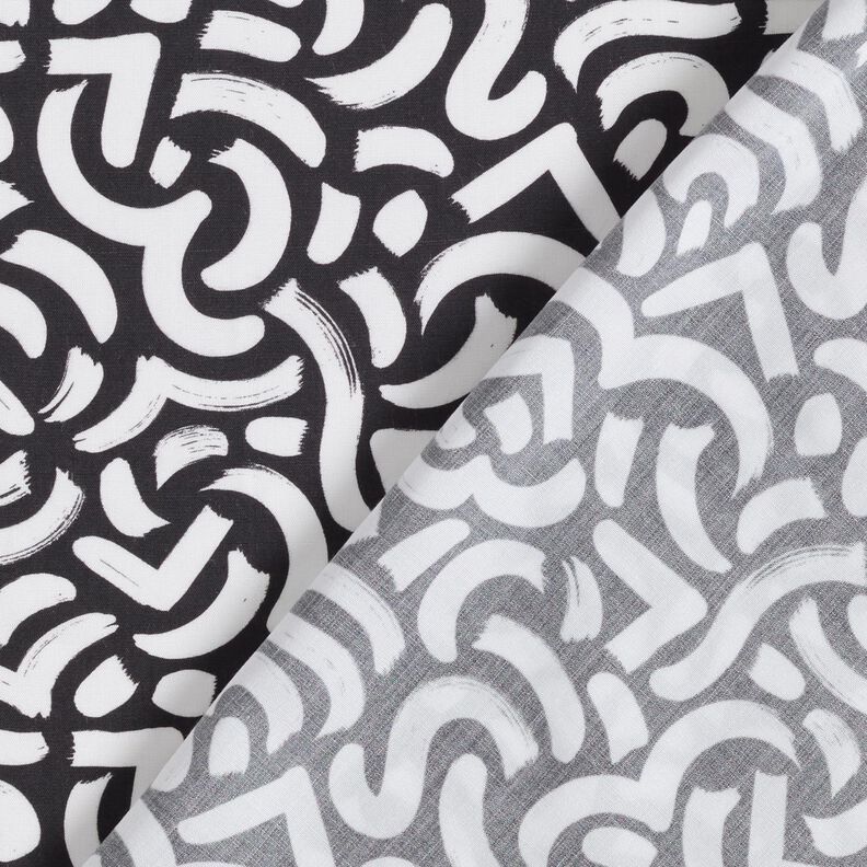 Tecido de viscose Linhas onduladas abstratas – preto/branco | Retalho 70cm,  image number 4