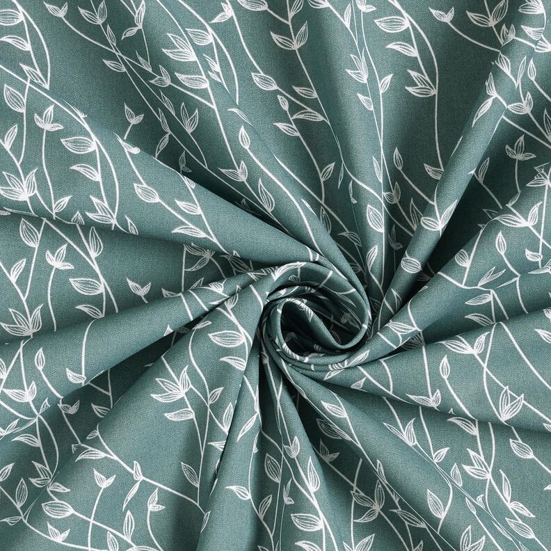 Popelina de algodão Gavinha folhas – pinheiro azul,  image number 3