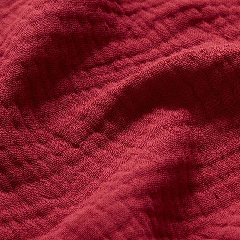 GOTS Musselina de algodão de três camadas – carmin,  image number 3