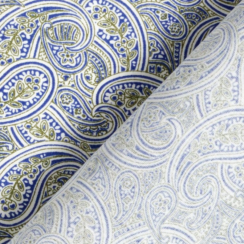 Tecido para camisas Paisley sobreposto &ndash; &iacute;ndigo/oliva,  image number 4