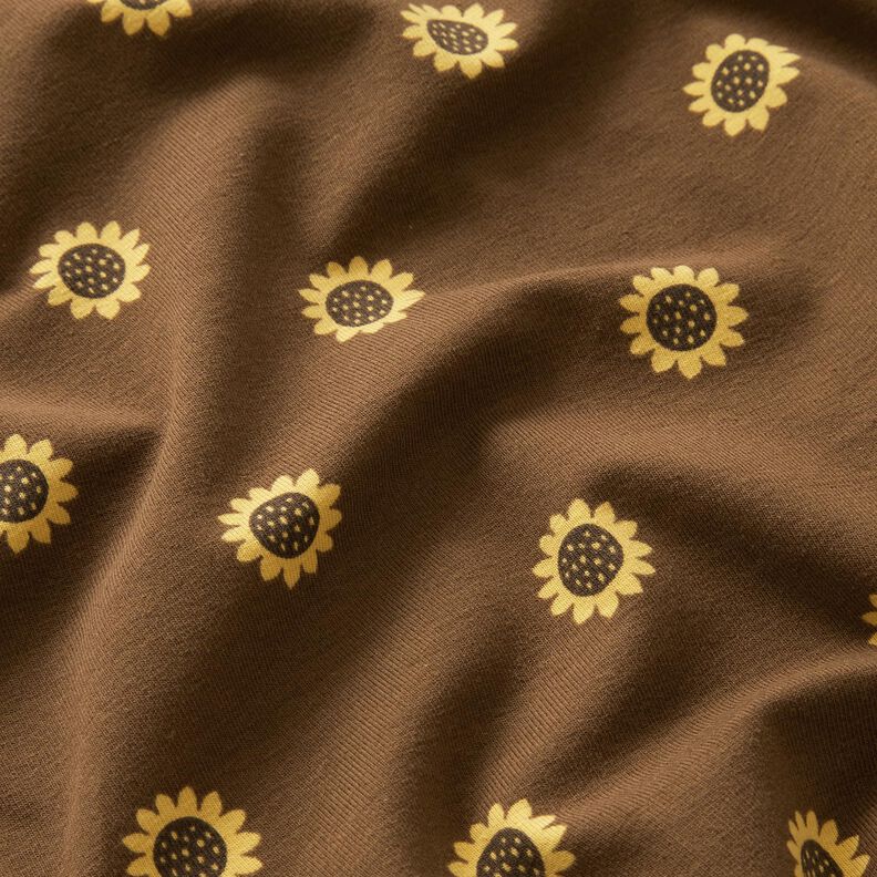 Jersey de algodão Girassóis Impressão Digital – castanho escuro/amarelo-baunilha,  image number 2