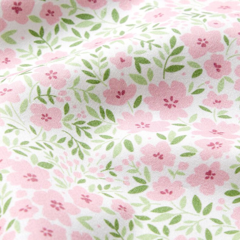 Tecido para decoração Cetim de algodão Mar floral – rosa-claro/branco,  image number 2
