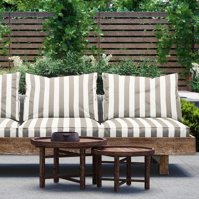 Tecido para exteriores Lona Riscas grossas – cinzento-seda/marfim,  image number 6