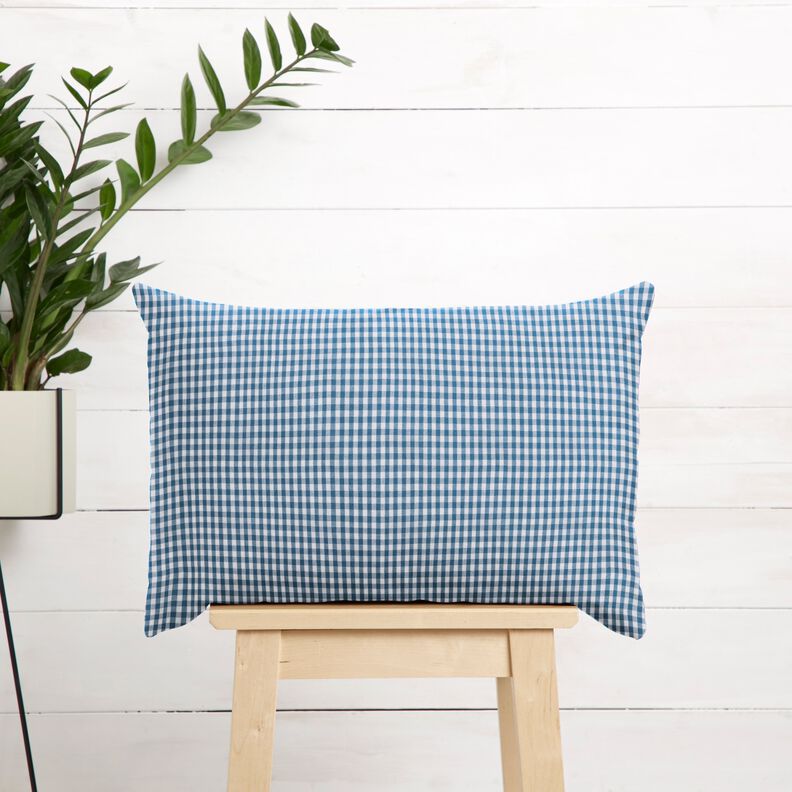 Tecido de algodão Xadrez Vichy 0,5 cm – azul ganga/branco,  image number 6