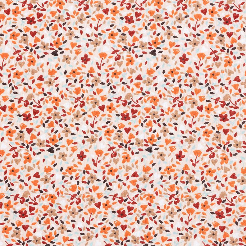 Tecido de algodão Cretone Flores espalhadas – rosé/laranja-pêssego,  image number 1