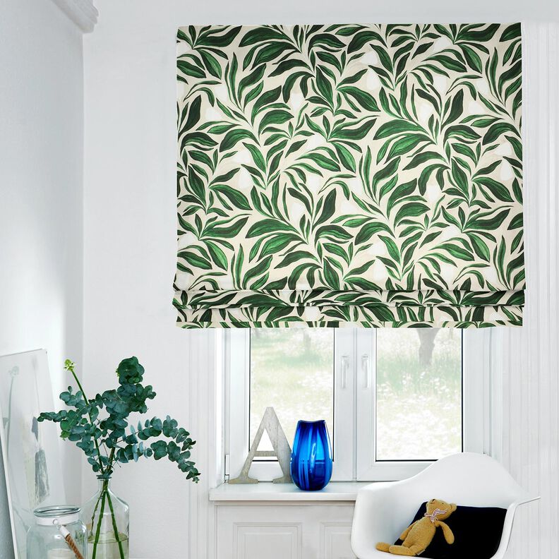 Tecido para decoração Lona plantas sofisticadas – verde escuro/natural,  image number 8