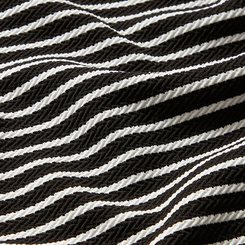 Jacquard Jersey Riscas diagonais – preto/branco,  image number 2