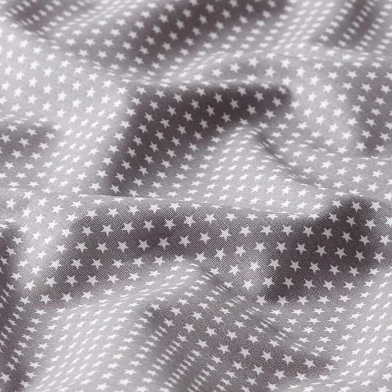 Popelina de algodão estrelas pequenas – cinzento/branco,  image number 2