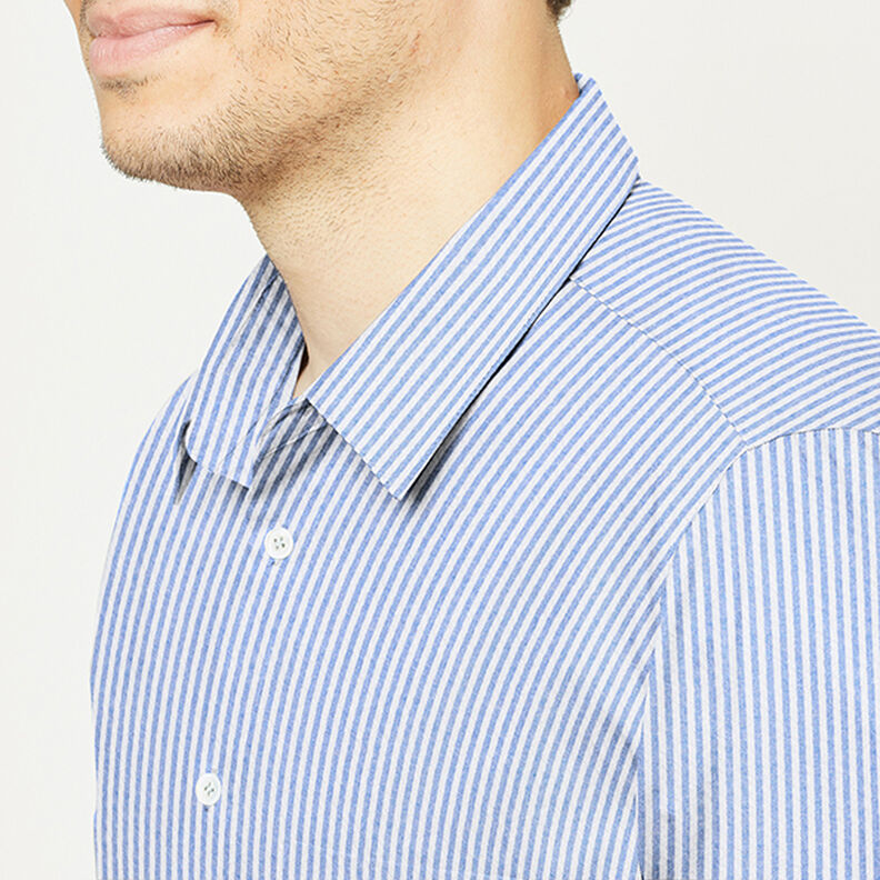 Anarruga Riscas de mistura de algodão – azul real/branco sujo | Retalho 90cm,  image number 6