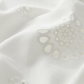 Tecido de algodão Bordado inglês Flores – branco, 