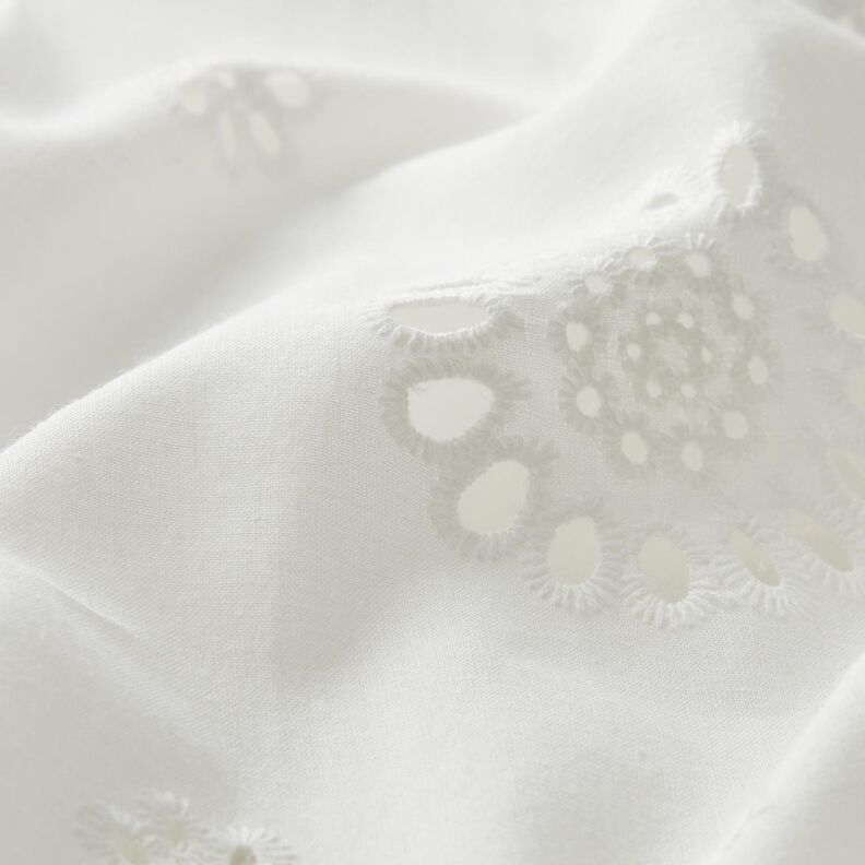 Tecido de algodão Bordado inglês Flores – branco,  image number 2