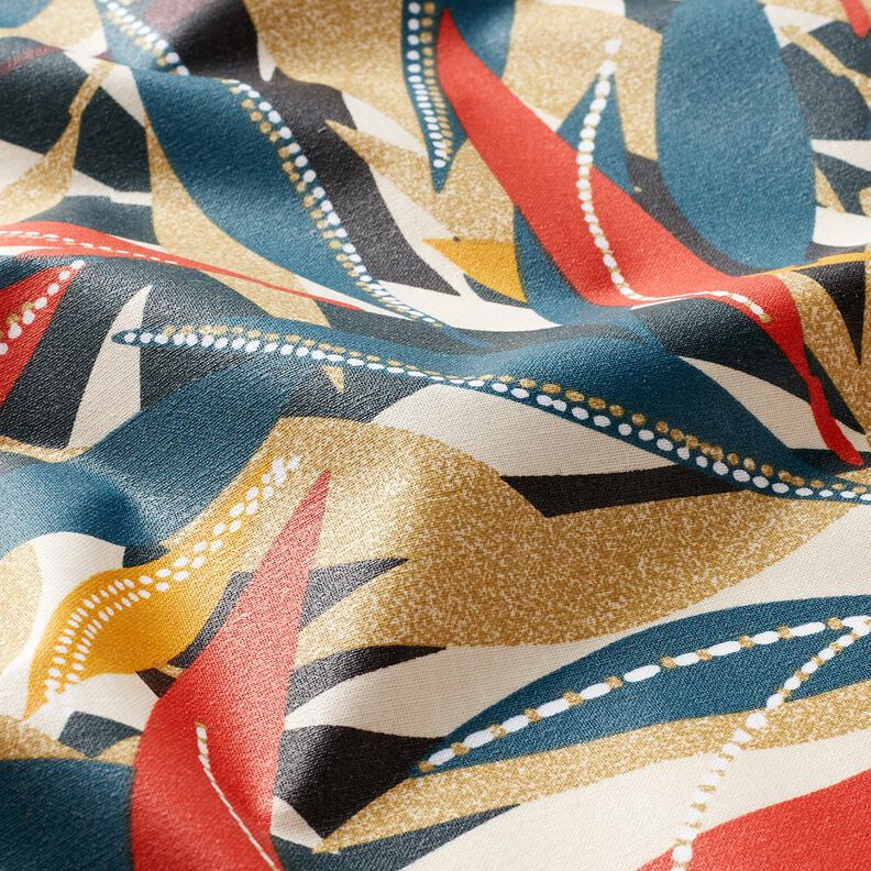 Algodão revestido Folhas delicadas – carmin/azul petróleo,  image number 3