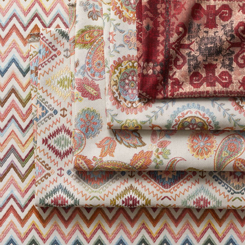 Tecido para decoração Meio linho Panamá Tapete Kelim – carmin,  image number 6