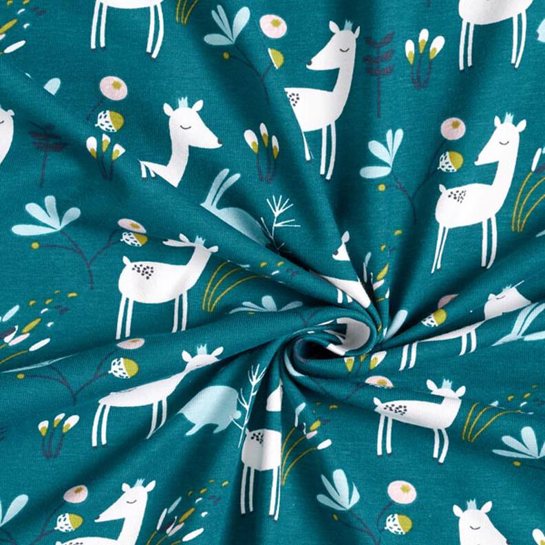 Jersey de algodão Lebre e corça – azul petróleo,  image number 4