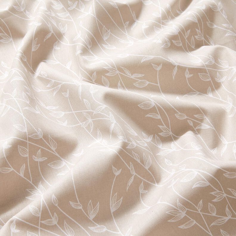 Popelina de algodão Gavinha folhas – cinzento-névoa,  image number 2