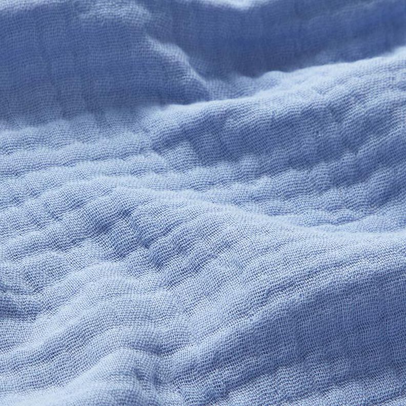 GOTS Musselina de algodão de três camadas – azul aço,  image number 3