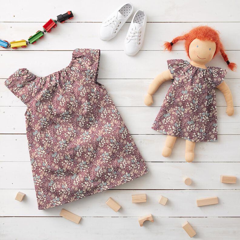 Flanela de algod&atilde;o Prado de flores de outono &ndash; ameixa,  image number 6