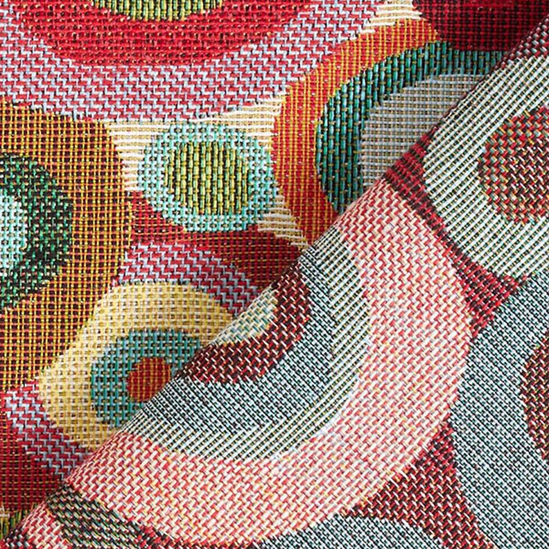 Tecido para decoração Gobelina Círculos coloridos – bege claro/carmin,  image number 4