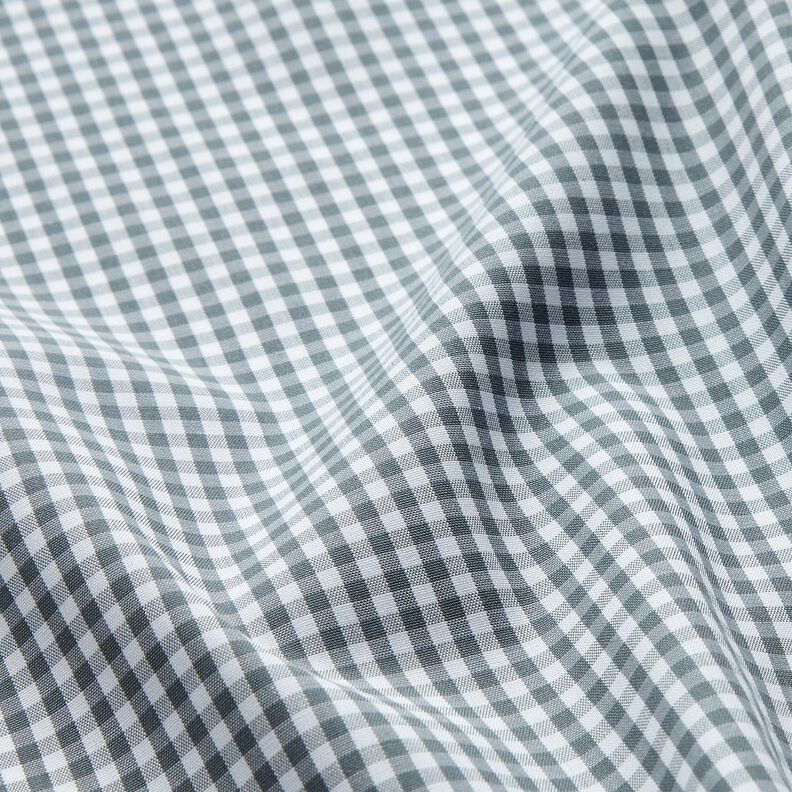 Popelina de algodão Xadrez Vichy – cinzento/branco,  image number 2