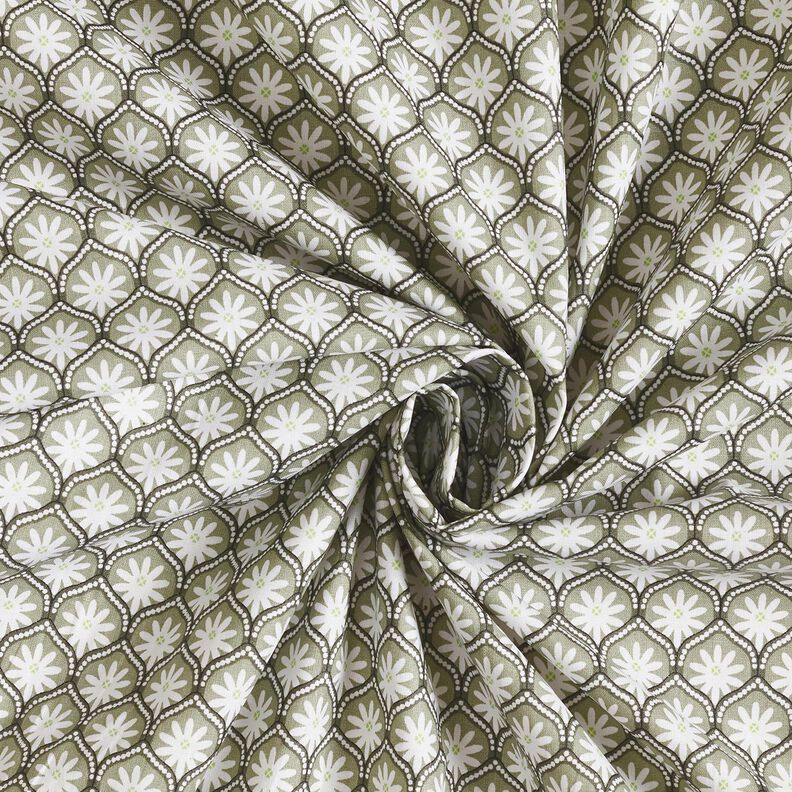 Algodão revestido Azulejos florais – verde amarelado/branco,  image number 3