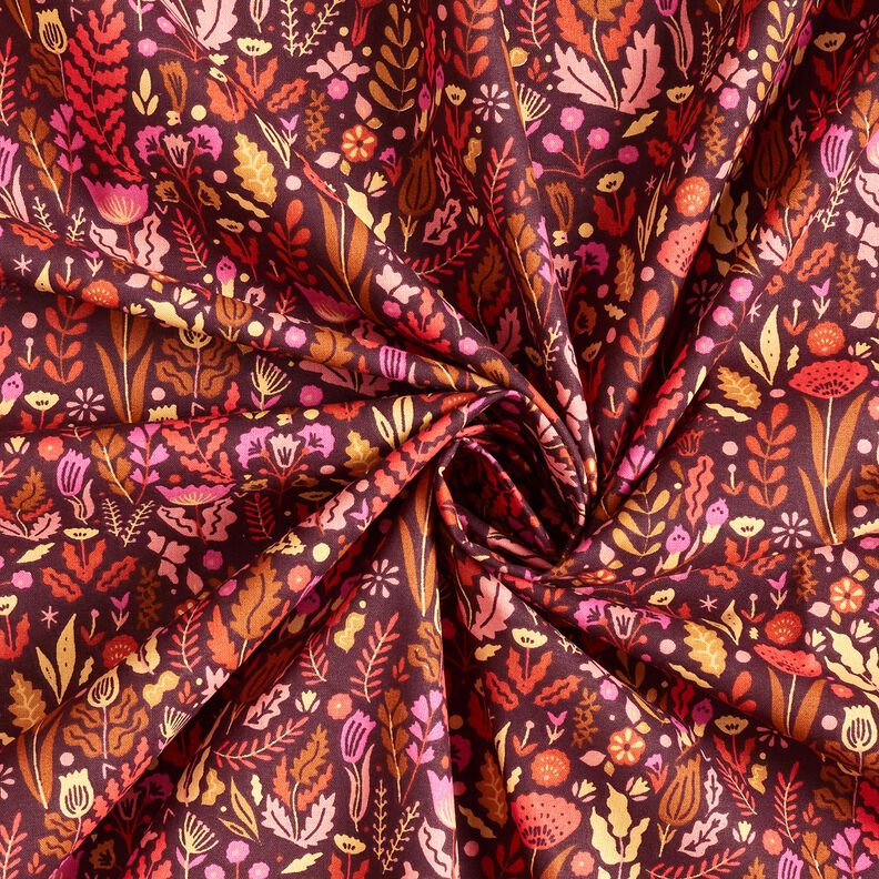 Tecido de algodão Cretone Flores silvestres – merlot/púrpura,  image number 3