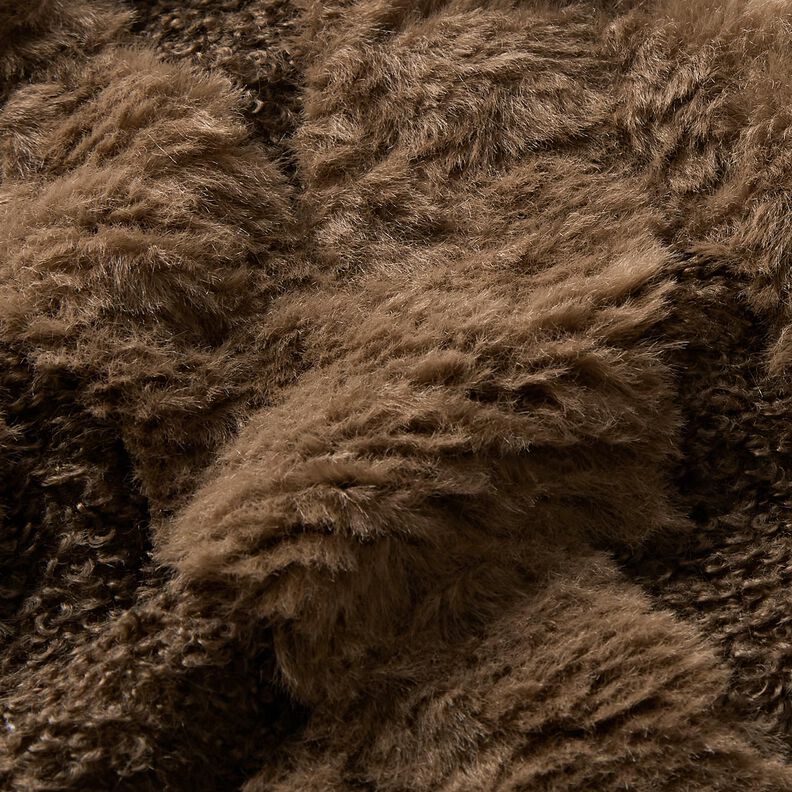 Pelo artificial Tecido Bouclé Losangos – castanho escuro/castanho escuro,  image number 5