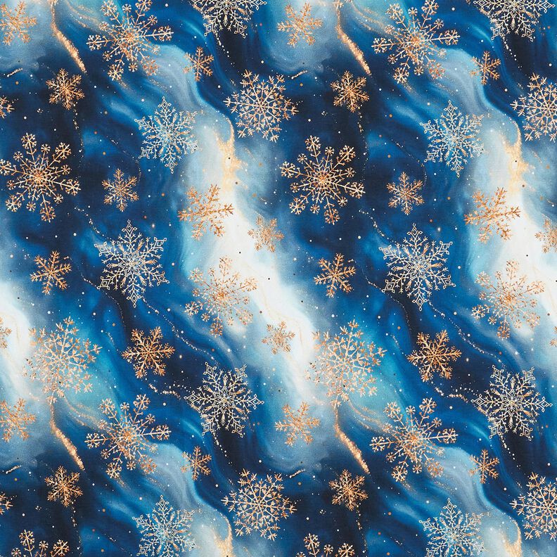 French Terry Sweat de verão Flocos de neve na Via Láctea | Glitzerpüppi – índigo/ouro velho,  image number 1