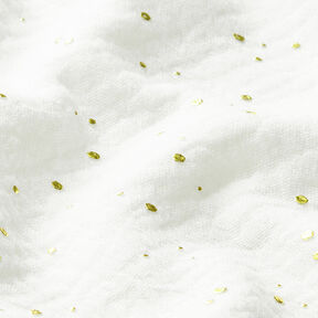 Algodão Musselina Sarapintas douradas espalhadas – branco/dourado, 