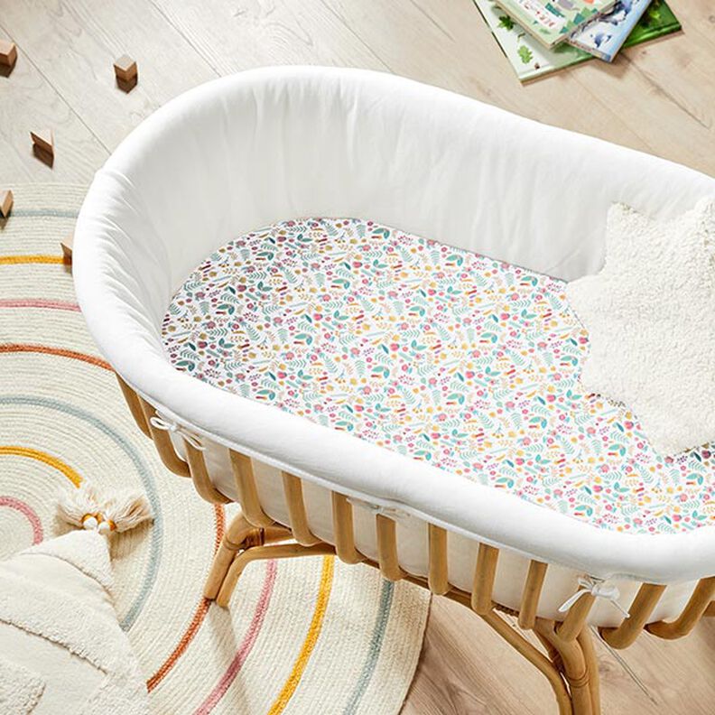 Tecido de algodão PercalFlores e folhas pequenas – rosa/amarelo,  image number 6