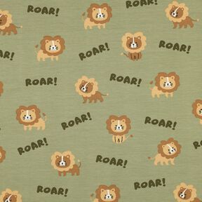 Jersey de algodão Leão | Poppy Fabrics – pistáchio/castanho-avermelhado, 