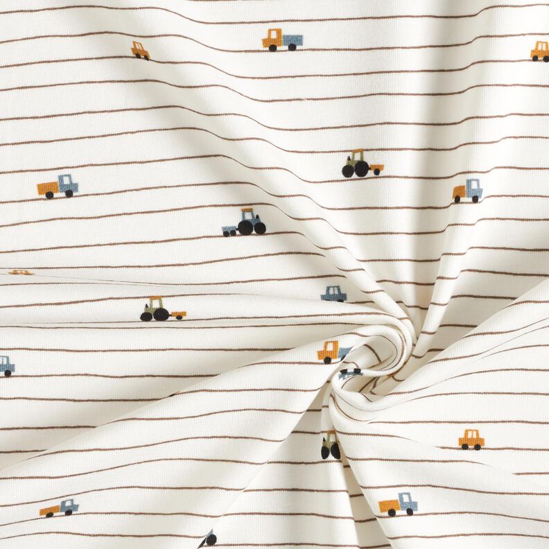 Jersey de algodão Veículos Mini às riscas – branco sujo,  image number 3