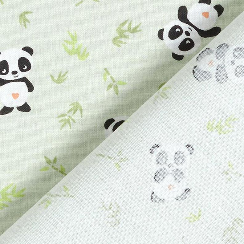 Tecido de algodão Cretone panda fofinho – verde,  image number 4