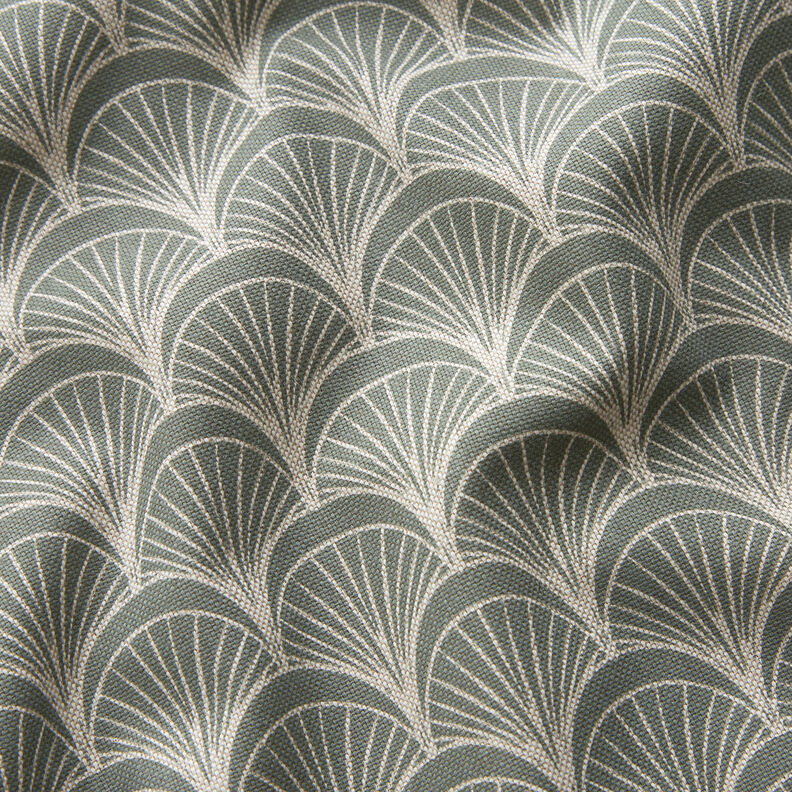 Tecido para decora&ccedil;&atilde;o Meio linho Panam&aacute; Leques em arco elegantes &ndash; natural/verde amarelado,  image number 2