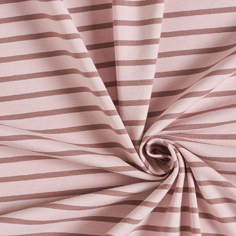 Jersey de algodão Riscas estreitas e largas – rosa-velho claro/rosa-velho escuro,  image number 3