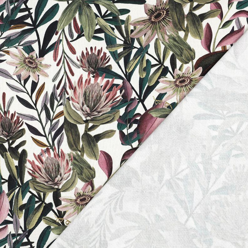 Tecido para decoração Lona Flores decorativas – marfim/pinheiro escuro,  image number 4