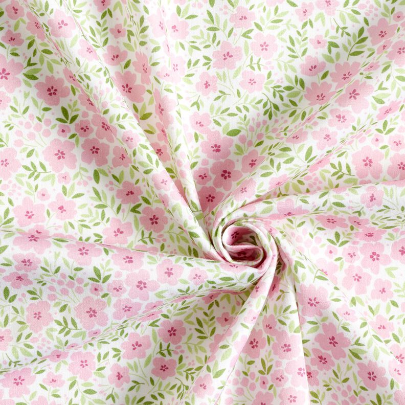 Tecido para decoração Cetim de algodão Mar floral – rosa-claro/branco,  image number 3