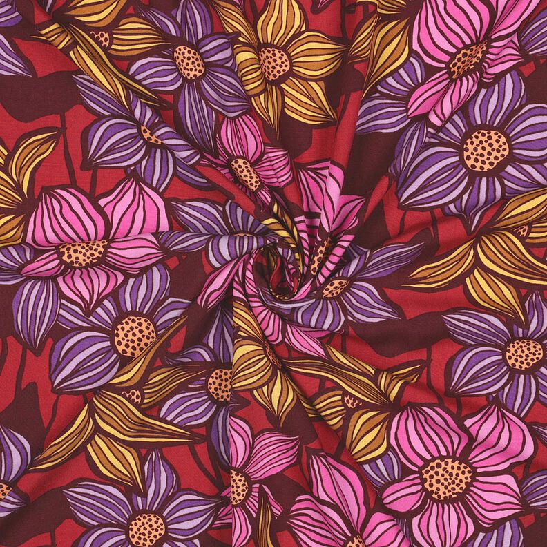 LENZING&trade; EcoVero&trade; Tecido de viscose Flores | Poppy Fabrics &ndash; merlot/damasco,  image number 3