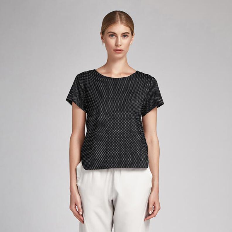 Popelina de algodão pintas pequenas – preto/branco,  image number 7