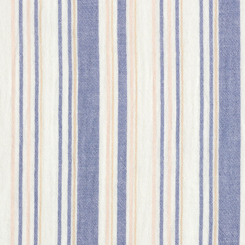 Musselina/ Tecido plissado duplo Riscas de fios tingidos | Poppy – branco/azul-marinho,  image number 1
