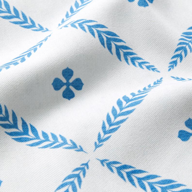 Tecido para decoração Sarja de algodão Losangos elegantes  – branco/azul,  image number 2