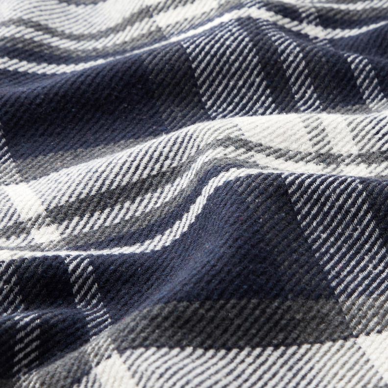 Tecido para sobretudos com reverso em pele Xadrez – azul-noite/cinza ardósia,  image number 2