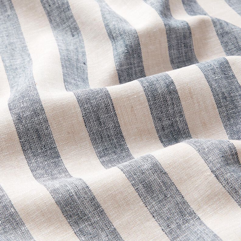 Mistura de Linho Riscas &ndash; natural/azul marinho,  image number 2