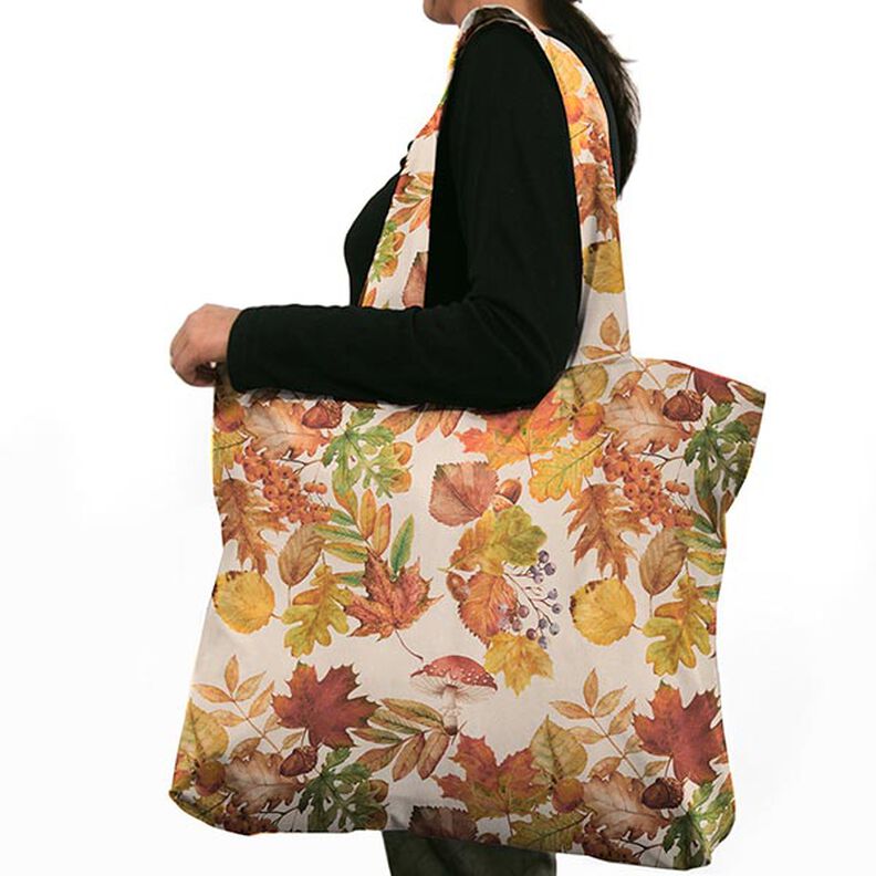 Tecido para decora&ccedil;&atilde;o Meio linho Panam&aacute; Folhas de outono reciclado &ndash; natural,  image number 7