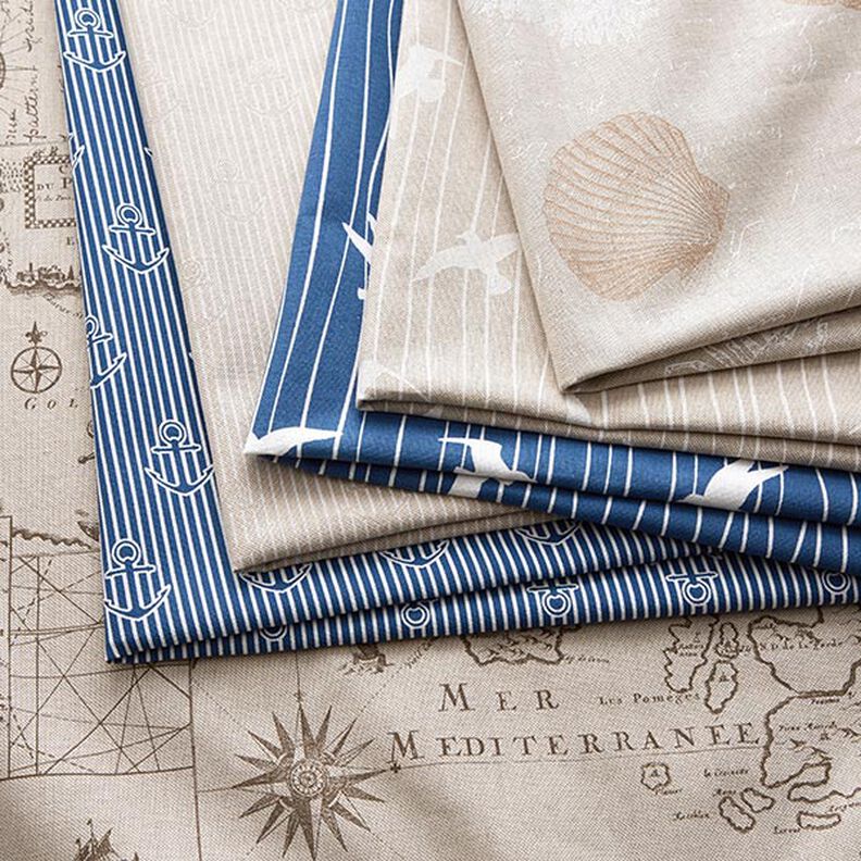 Tecido para decoração Meio linho Panamá Gaivotas – azul-oceano/branco,  image number 5