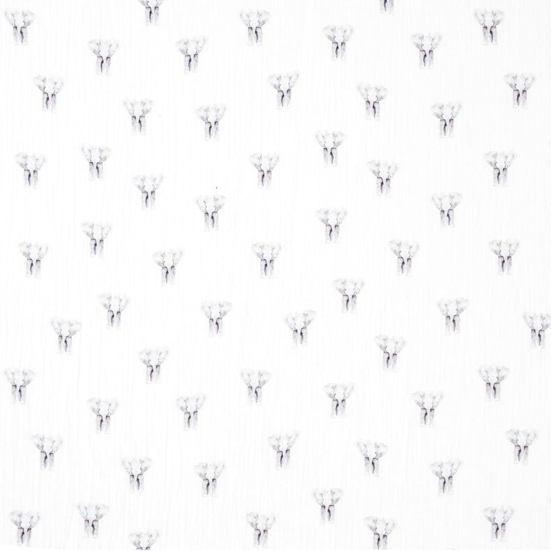 GOTS Musselina/ Tecido plissado duplo Elefante Impressão Digital – branco,  image number 1